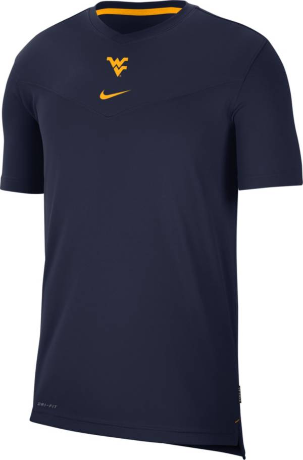 Nike Men's West Virginia Mountaineers Blue Football Sideline Coach Dri-FIT UV T-Shirt product image