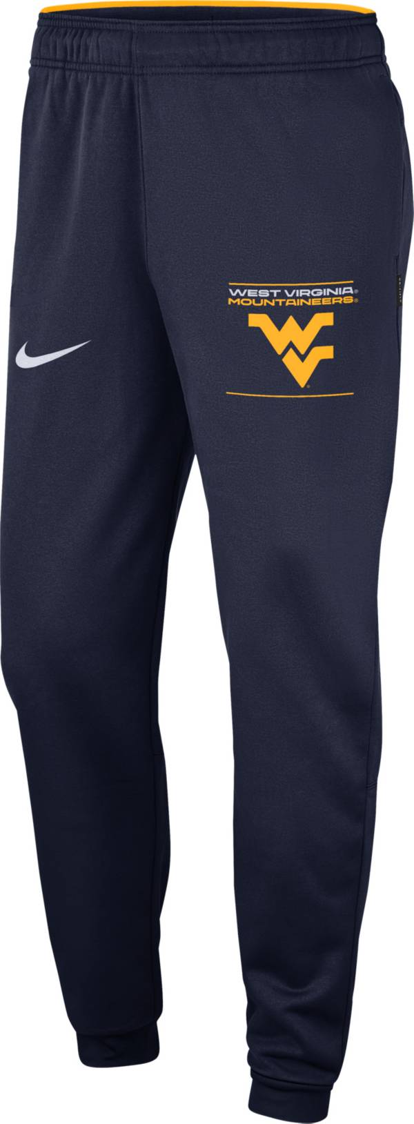 Nike Men's West Virginia Mountaineers Blue Football Sideline Therma Pants