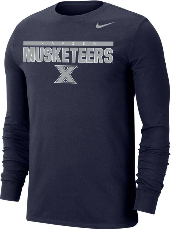 Nike Men's Xavier Musketeers Blue Dri-FIT Cotton Long Sleeve T-Shirt