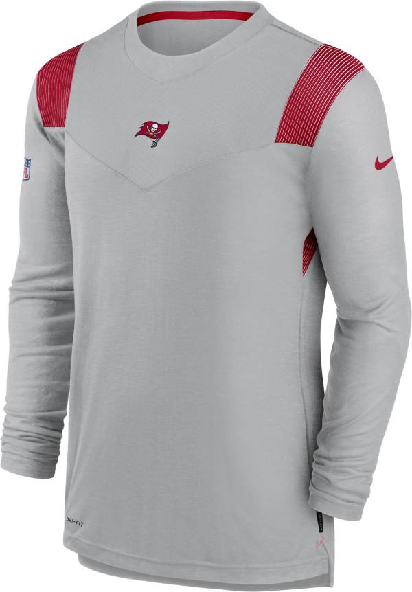 Nike Men's Tampa Bay Buccaneers Sideline Player Dri-FIT Long Sleeve Silver T-Shirt