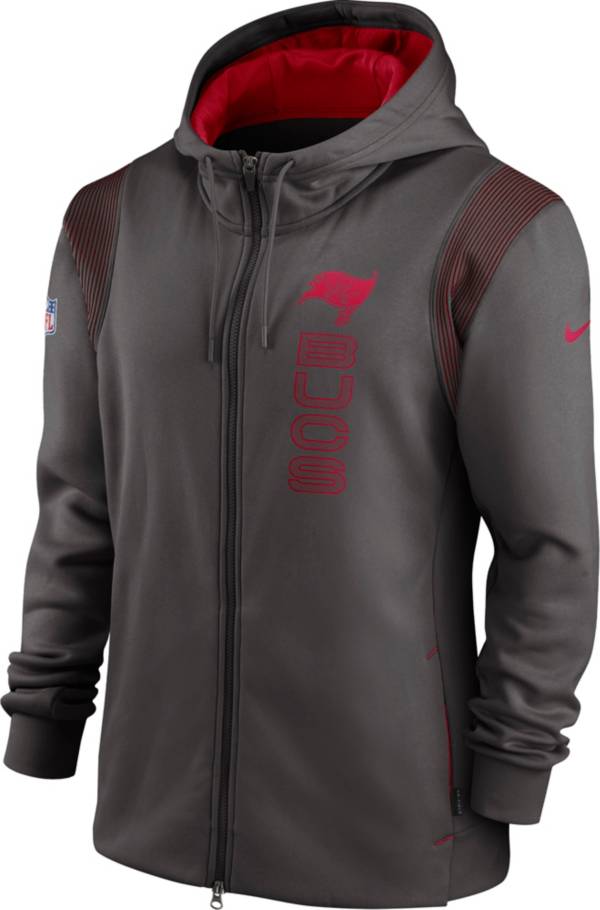 Nike Men's Tampa Bay Buccaneers Sideline Therma-FIT Full-Zip Pewter Hoodie