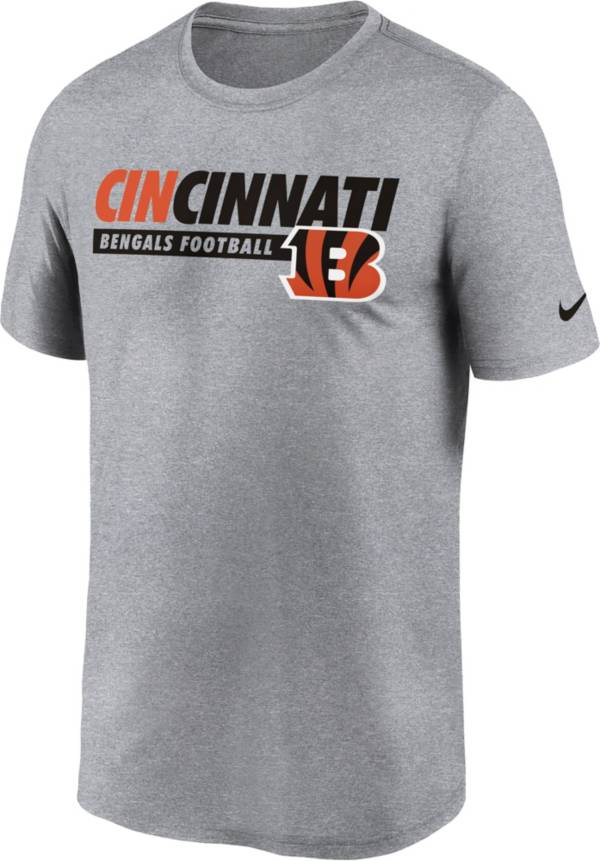 Nike Men's Cincinnati Bengals Club Wordmark Legend Grey T-Shirt