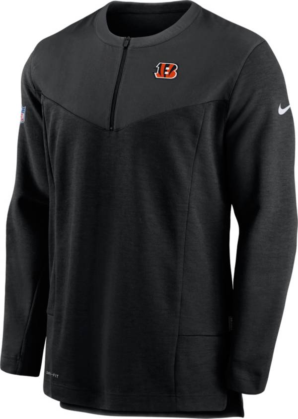 Nike Men's Cincinnati Bengals Sideline Coach Half-Zip Black Pullover