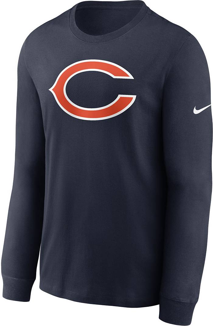 Nike Men's Chicago Bears Logo Long Sleeve Cotton Navy T-Shirt