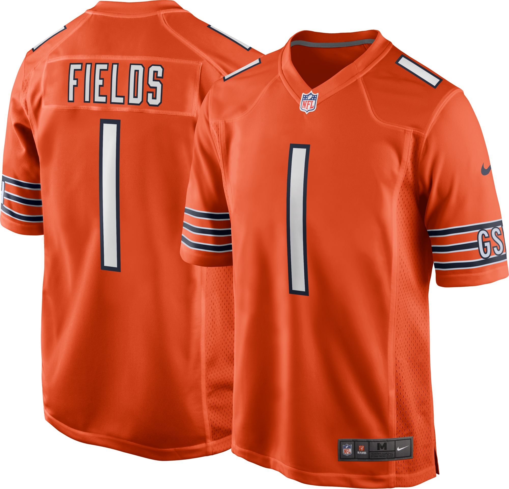 Nike Men's Chicago Bears Justin Fields #1 Orange Game Jersey