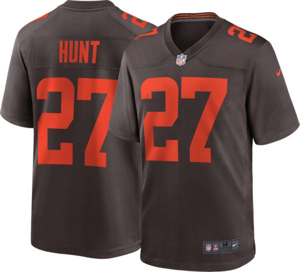 Nike Men's Cleveland Browns Kareem Hunt #27 Alternate Brown Game Jersey