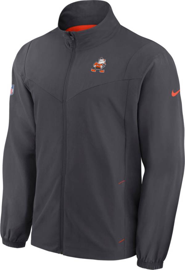 Nike Men's Cleveland Browns Sideline Woven Full-Zip Anthracite Jacket