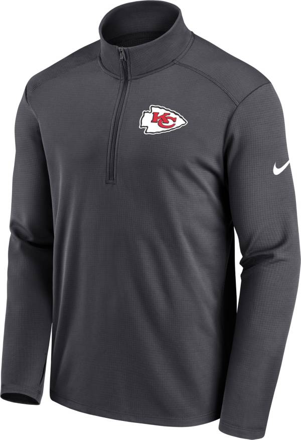 Nike Men's Kansas City Chiefs Logo Pacer Grey Half-Zip Pullover