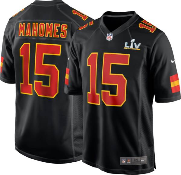 Nike Men's Kansas City Chiefs Patrick Mahomes #15 Super Bowl LV Bound Black Game Jersey