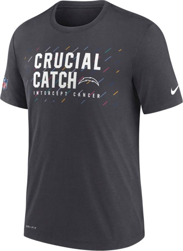 Nike Men's Los Angeles Chargers Crucial Catch Anthracite T-Shirt