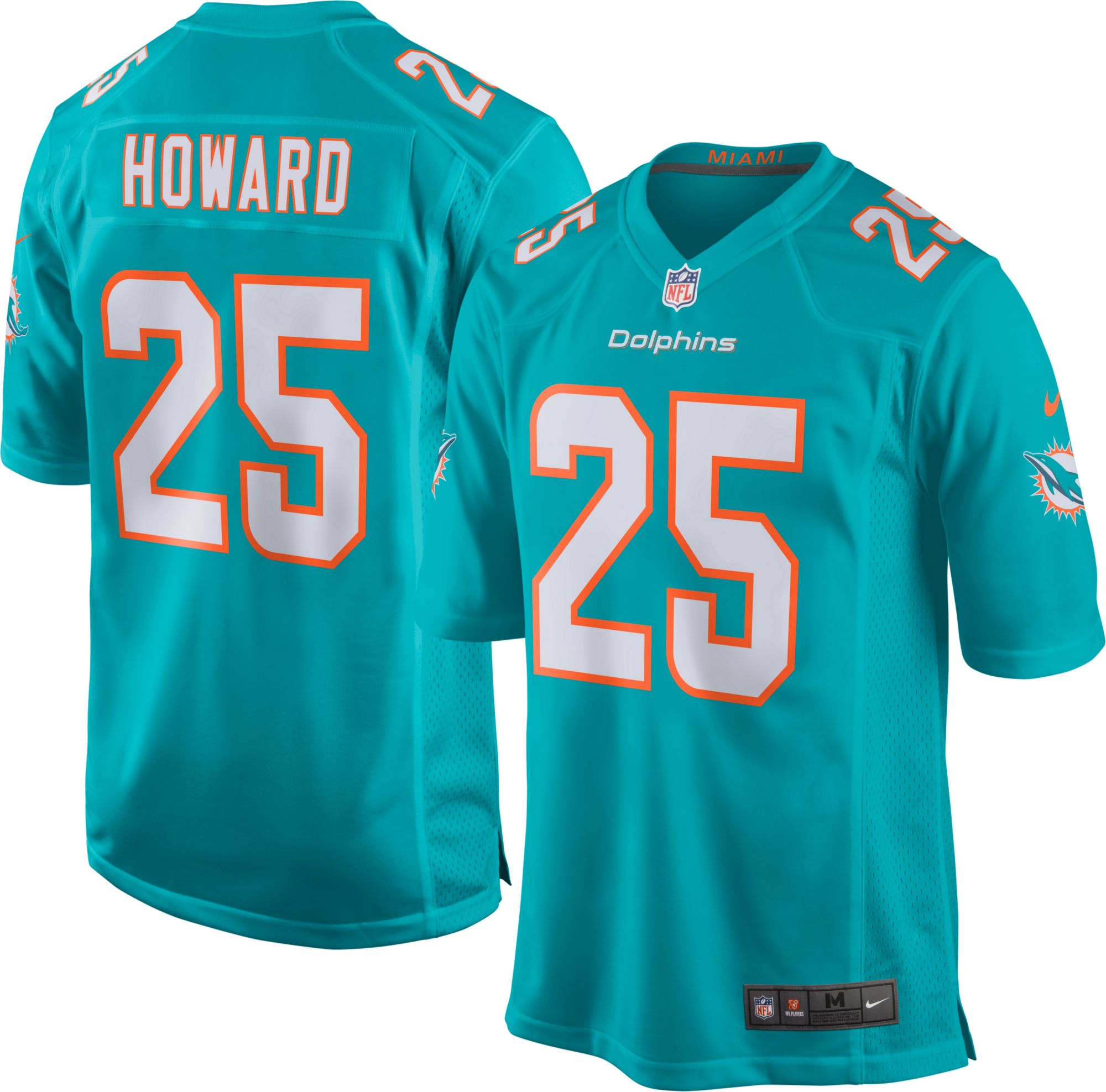 #25 XAVIEN HOWARD MIAMI DOLPHINS TEAM ISSUED WHITE SAMPLE JERSEY SIZE 42