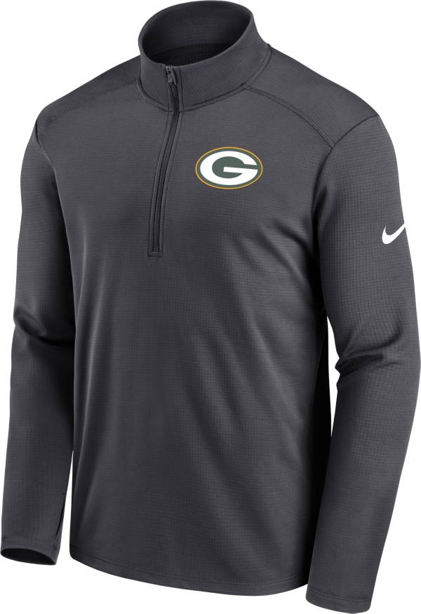 Nike Men's Green Bay Packers Logo Pacer Grey Half-Zip Pullover