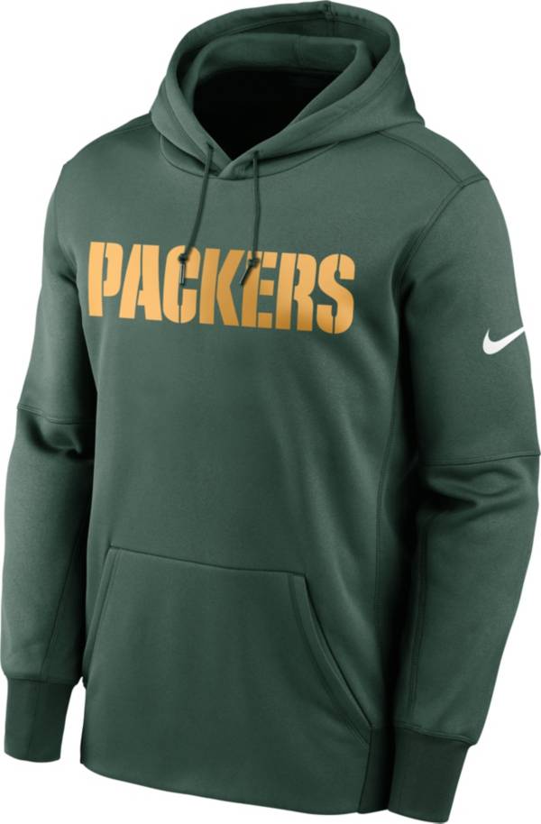 Women's Nike Black Green Bay Packers Wordmark Club Fleece Pullover Hoodie Size: Large