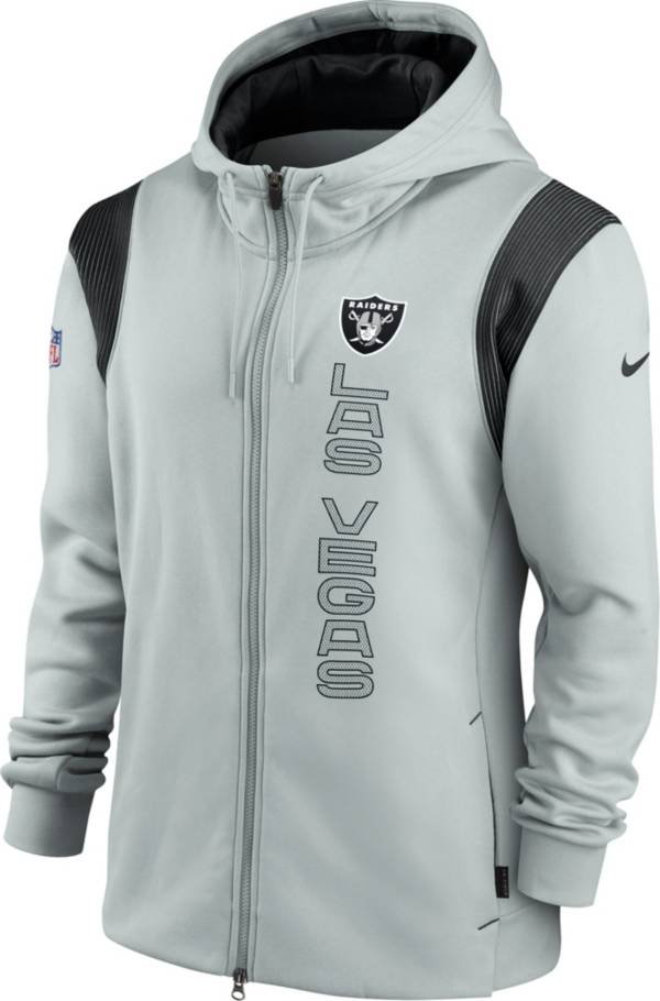 Nike Men's Las Vegas Raiders Sideline Therma-FIT Full-Zip Silver Hoodie