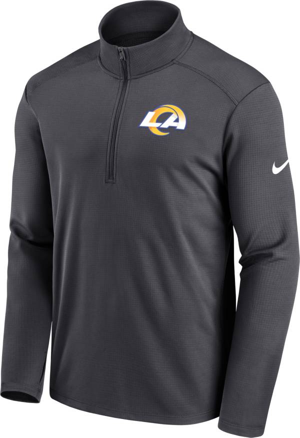 Nike Men's Los Angeles Rams Logo Pacer Grey Half-Zip Pullover