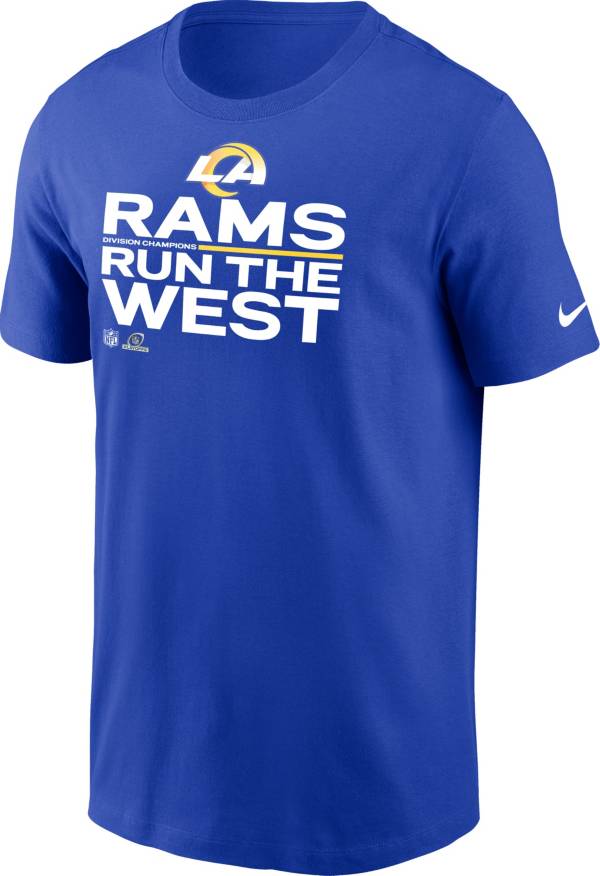 Nike Men's Los Angeles Rams 2021 Run the NFC West Division Champions Royal T-Shirt