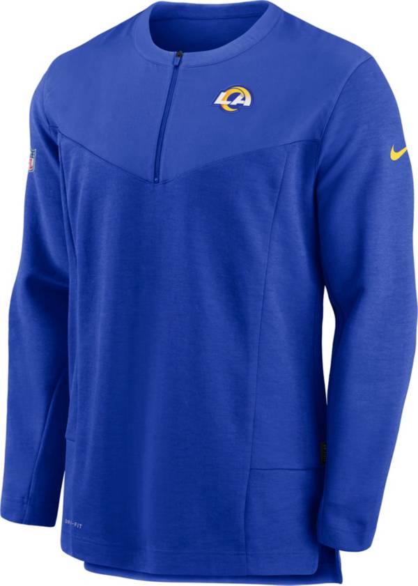 Nike Men's Los Angeles Rams Sideline Coach Half-Zip Royal Pullover