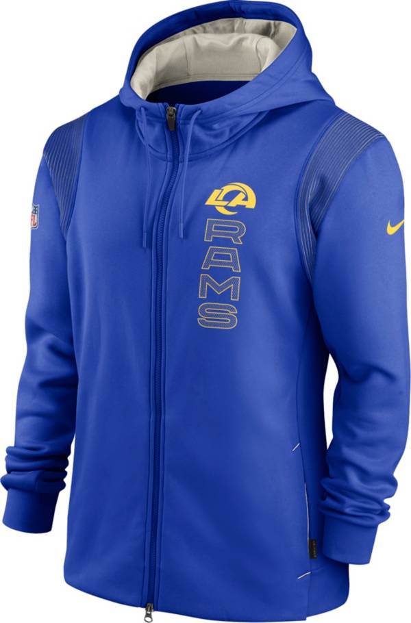 Nike Men's Los Angeles Rams Sideline Therma-FIT Full-Zip Royal Hoodie