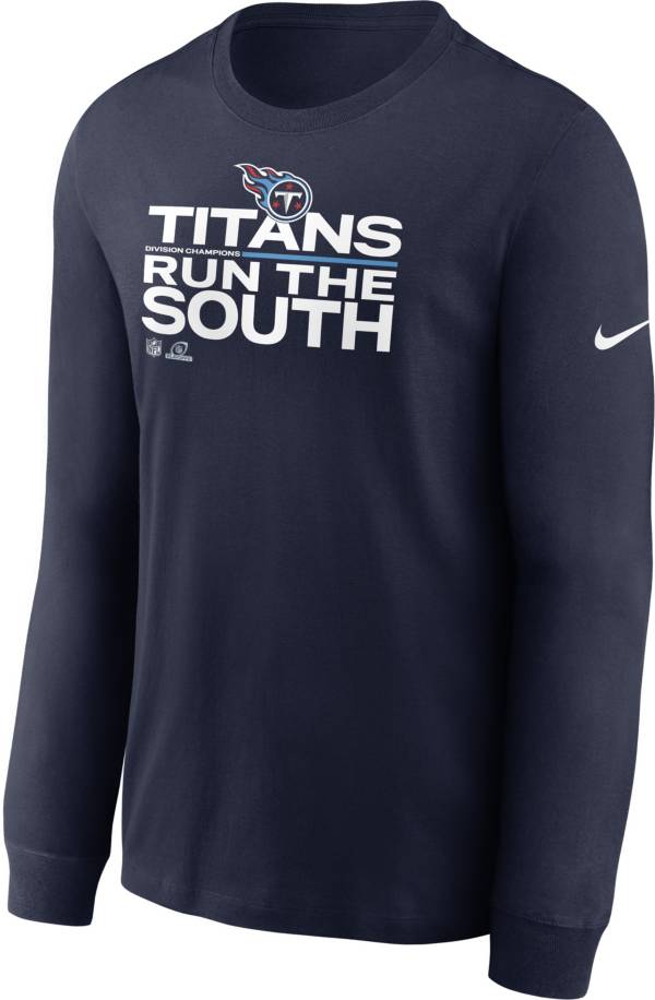 Nike Men's Tennessee Titans 2021 Run the AFC South Division Champions Navy Long Sleeve T-Shirt