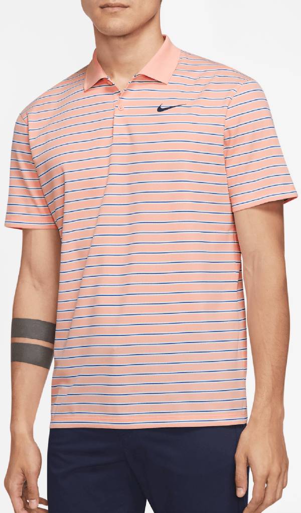The Athletic Dept Nike Short Sleeve Polo Shirt Striped Cream Red Black Large