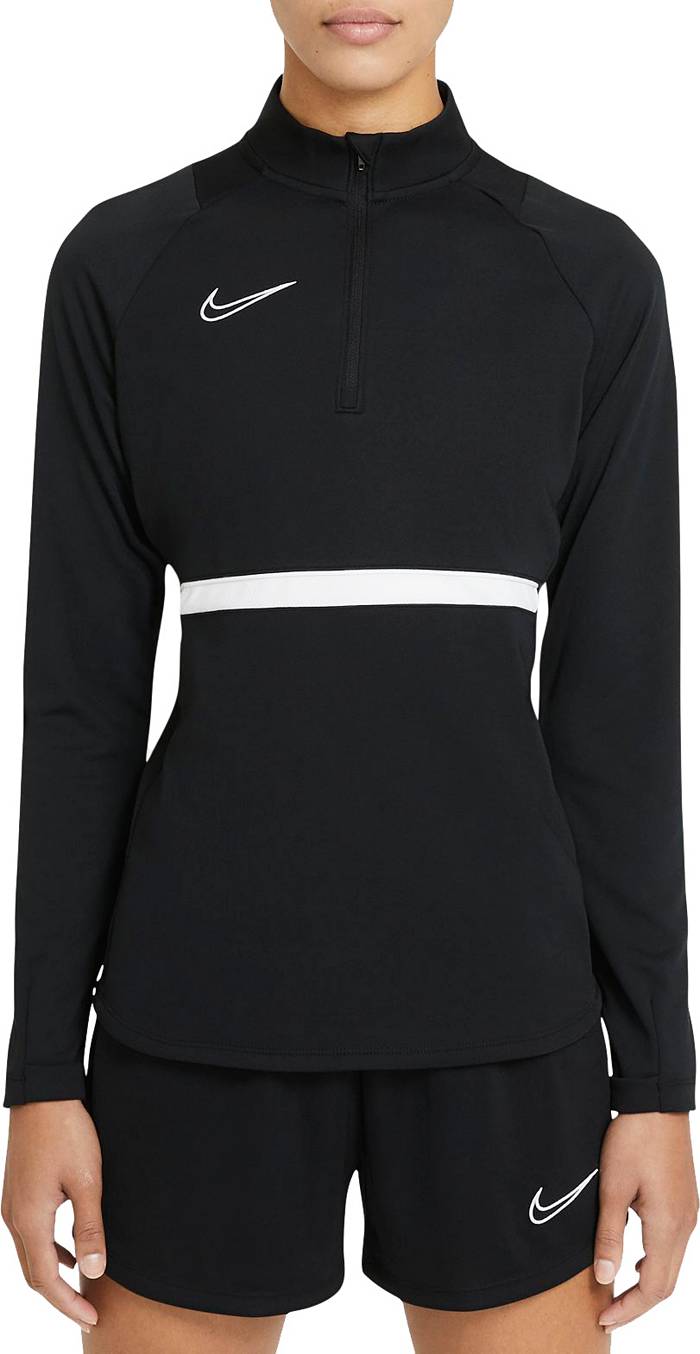 Customized Nike Women's White-Black Dri-FIT Half-Zip