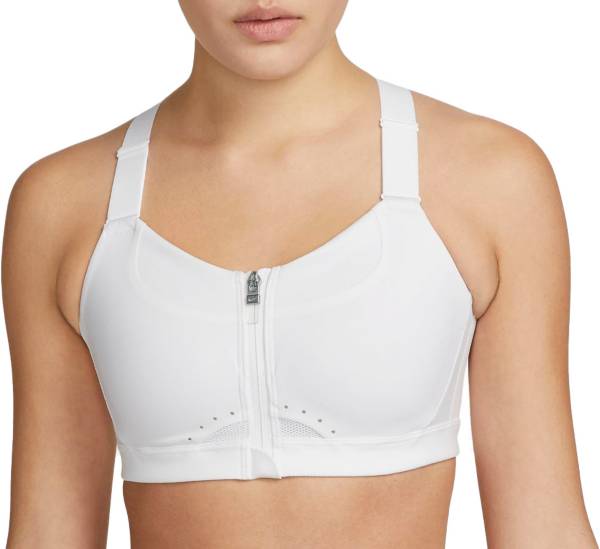 Nike Dri-FIT High-Support Padded Zip-Front Sports Bra (Grey),Medium at   Women's Clothing store