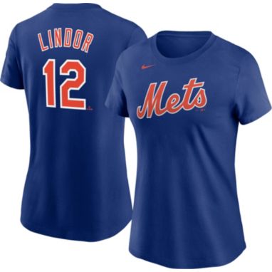 sorry, Nike Women's New York Mets Francisco Lindor #12 Blue T-Shirt is currently out of stock