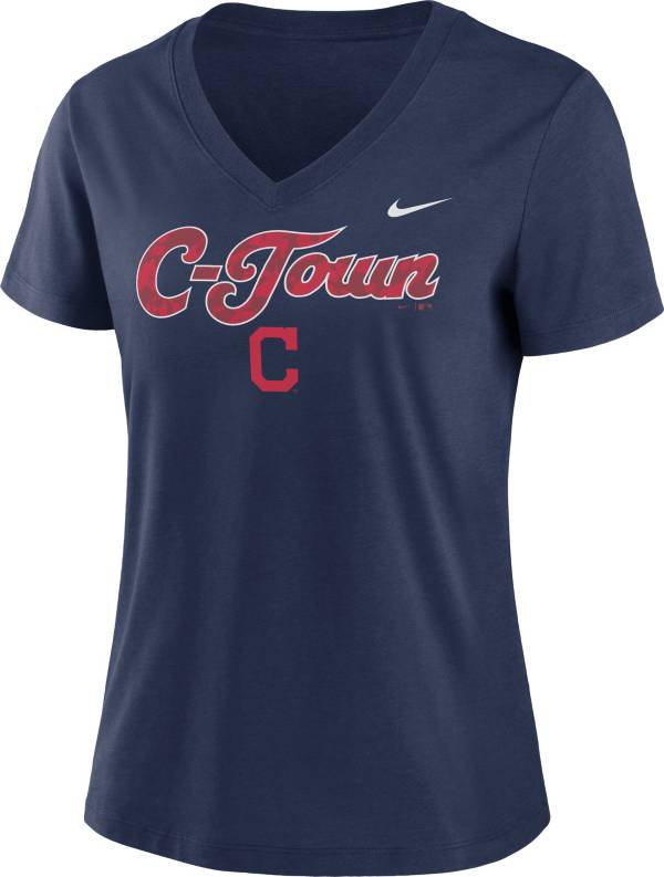 Nike Women's Cleveland Indians Navy Short Sleeve V-Neck T-Shirt