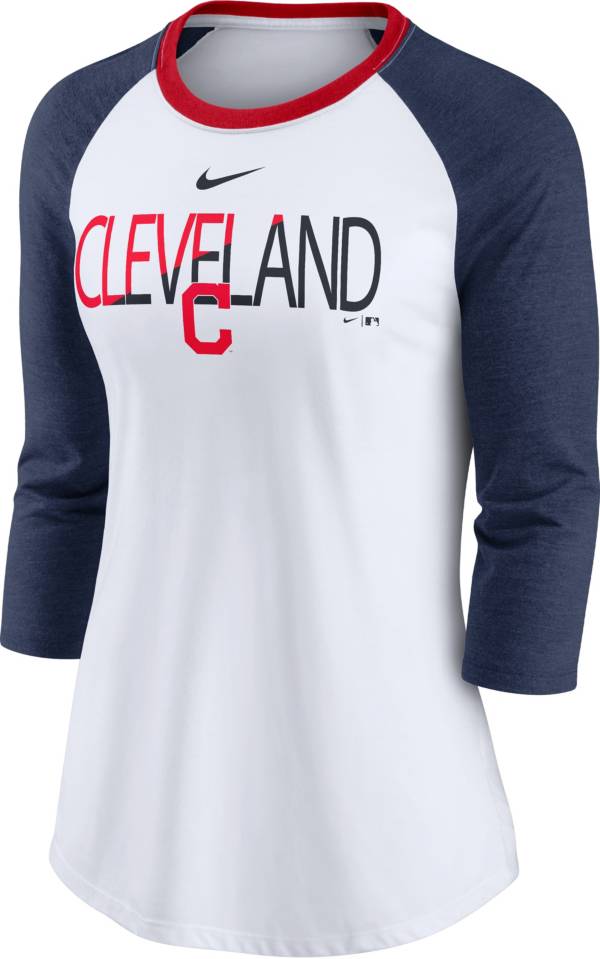 Nike Women's Cleveland Indians Red Raglan Three-Quarter Sleeve Shirt