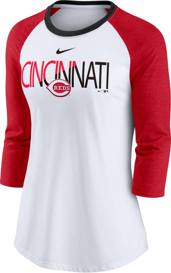 Nike Men's Cincinnati Reds Red Local Raglan Three-Quarter Sleeve Shirt