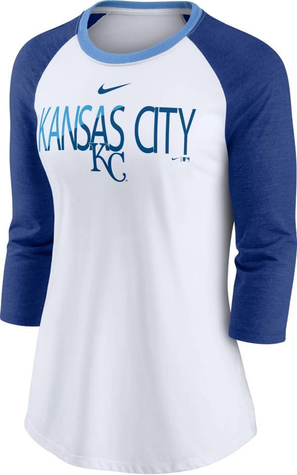 Nike Women's Kansas City Royals Blue Raglan Three-Quarter Sleeve Shirt