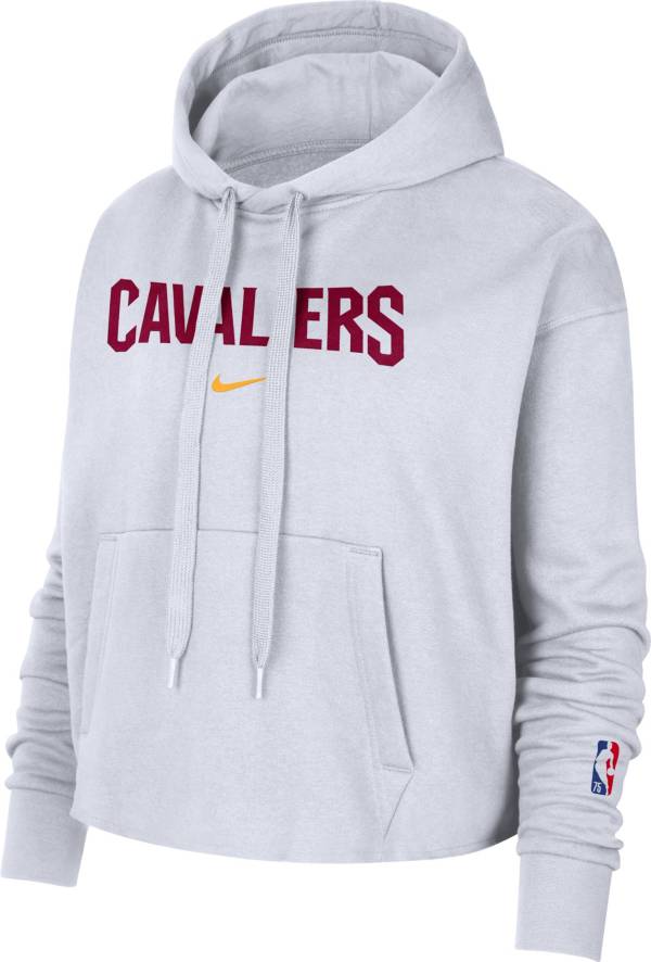 Nike Women's 2021-22 City Edition Cleveland Cavaliers White Essential Cropped Pullover Hoodie product image