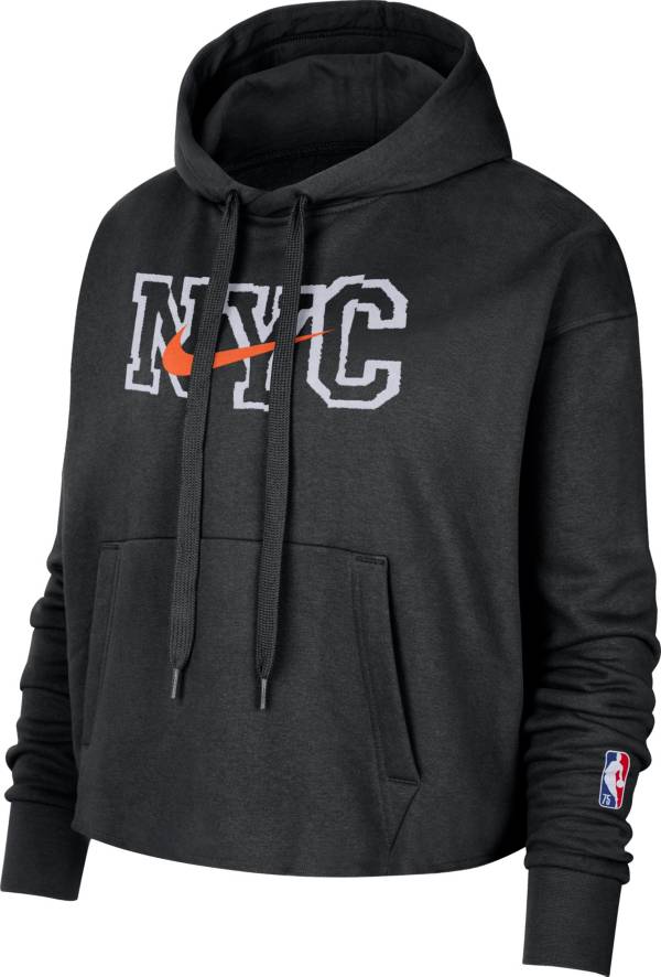 Nike Women's 2021-22 City Edition New York Knicks Black Essential Cropped Pullover Hoodie product image