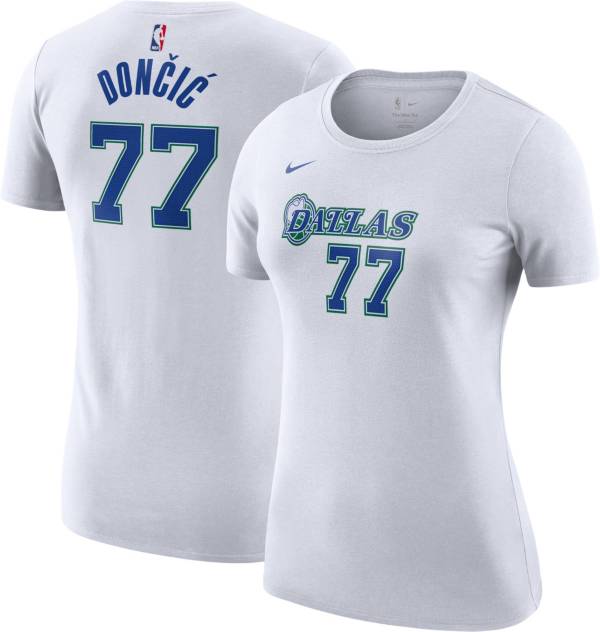 Nike Women's 2021-22 City Edition Dallas Mavericks Luka Doncic #77 White Cotton T-Shirt