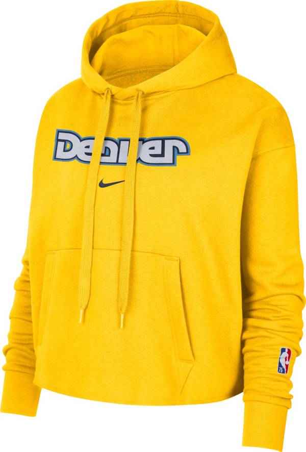 Nike Women's 2021-22 City Edition Denver Nuggets Yellow Essential Cropped Pullover Hoodie product image