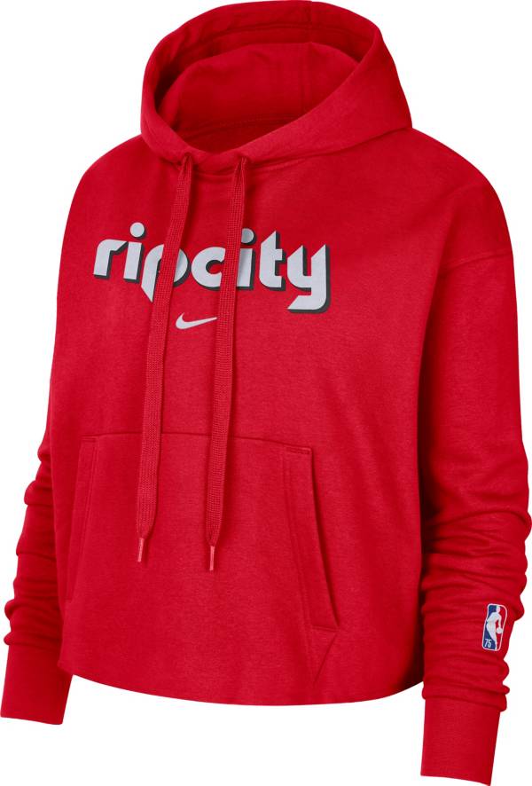 Nike Women's 2021-22 City Edition Portland Trail Blazers Red Essential Cropped Pullover Hoodie product image