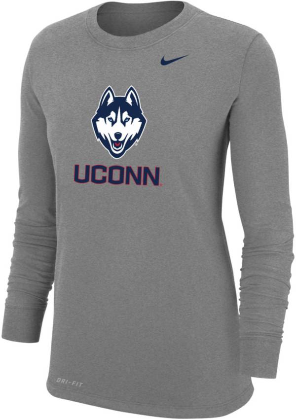 Nike Women's UConn Huskies Grey Dri-FIT Core Cotton Long Sleeve T-Shirt product image