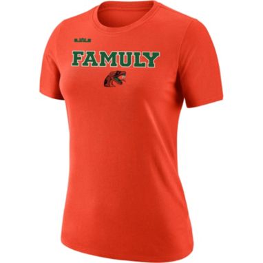 sorry, Nike x LeBron James Women's Florida A&M Rattlers Orange Basketball 'Famuly' Dri-FIT Cotton T-Shirt is currently out of stock