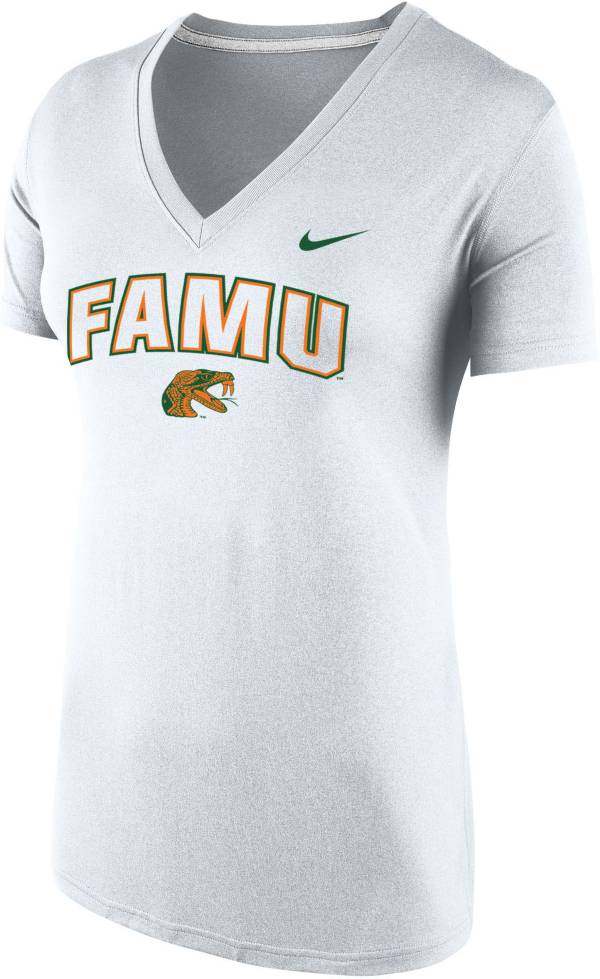 Nike Women's Florida A&M Rattlers Tri-Blend V-Neck White T-Shirt