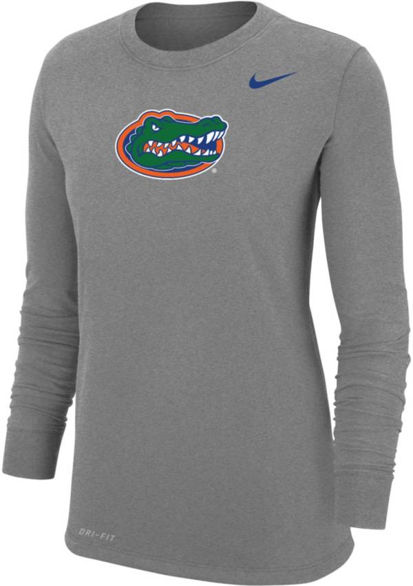 Nike Women's Florida Gators Grey Dri-FIT Cotton Long Sleeve T-Shirt ...