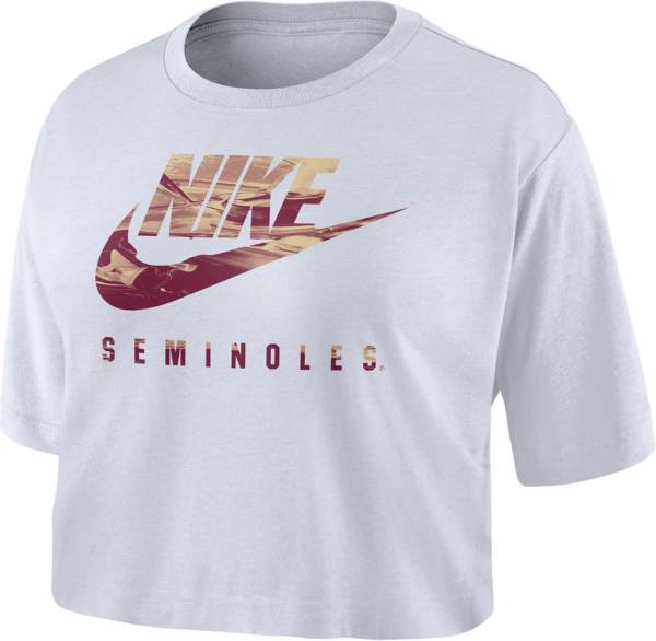 Nike Women's Florida State Seminoles Spring Break Cropped White T-Shirt