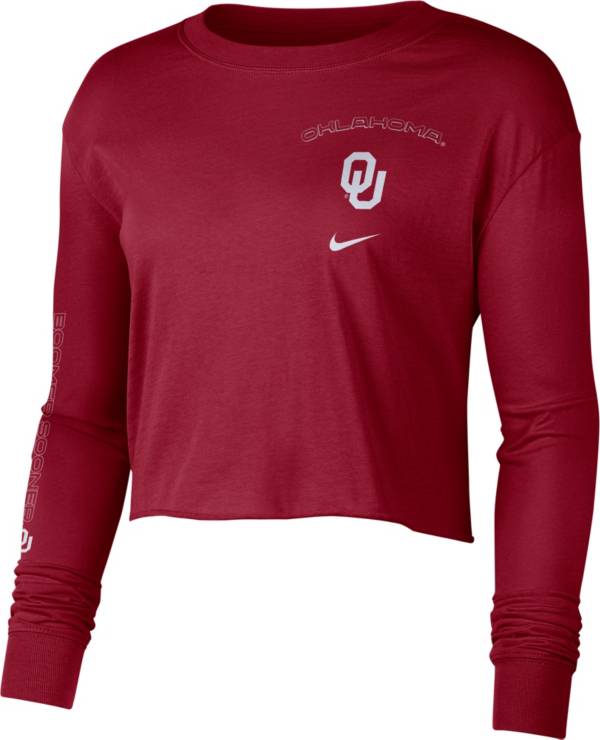 Nike Women's Oklahoma Sooners Crimson Long Sleeve Crop Sweatshirt