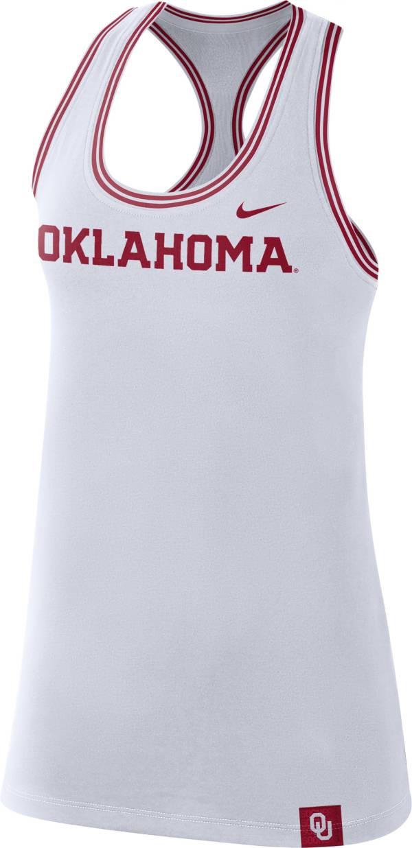 Nike Women's Oklahoma Sooners Dri-FIT Cotton Racer White Tank Top