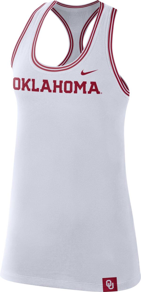 Nike Women's Oklahoma Sooners Dri-FIT Cotton Racer White Tank Top