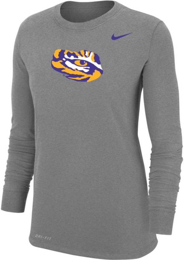 Nike Women's LSU Tigers Grey Dri-FIT Cotton Long Sleeve T-Shirt product image