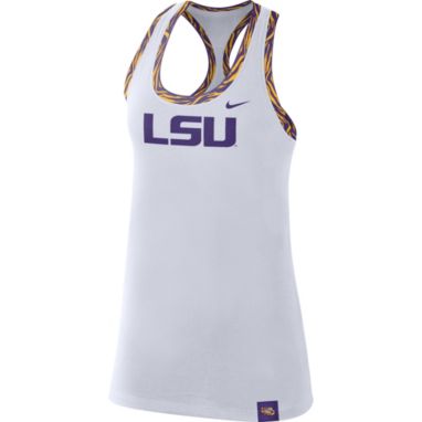 sorry, Nike Women's LSU Tigers Dri-FIT Cotton Racer White Tank Top is currently out of stock