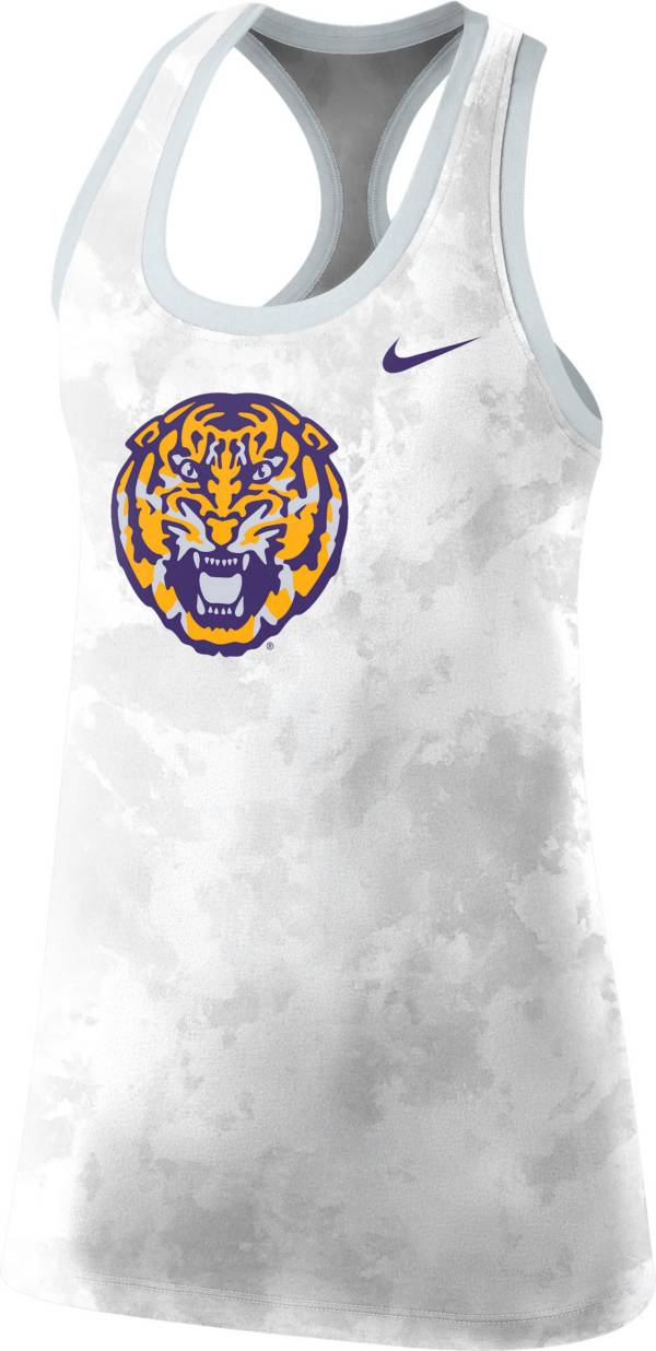 Nike Women's LSU Tigers Racerback White Tank Top