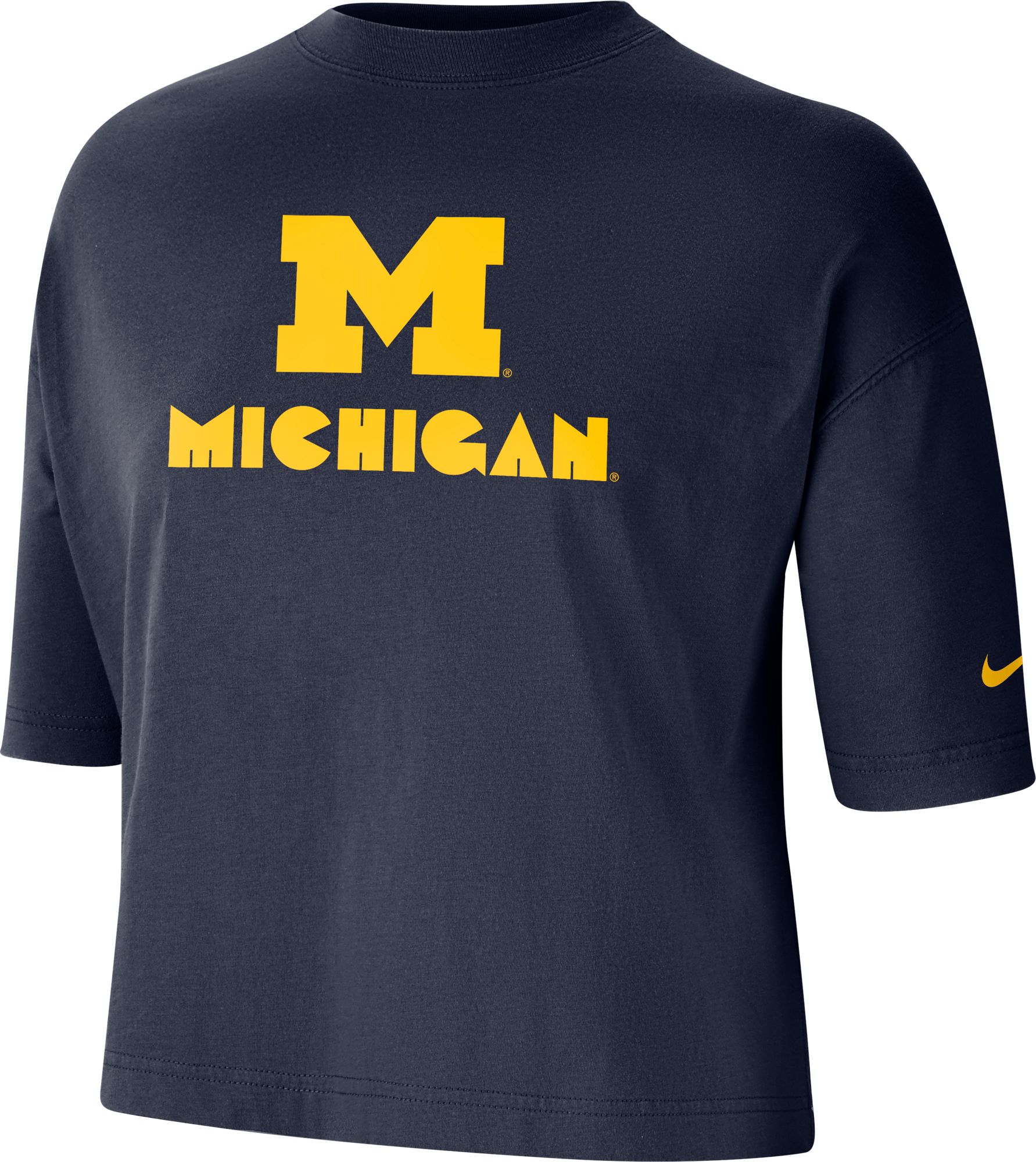 Nike Women's Michigan Wolverines Blue Dri-FIT Cropped T-Shirt