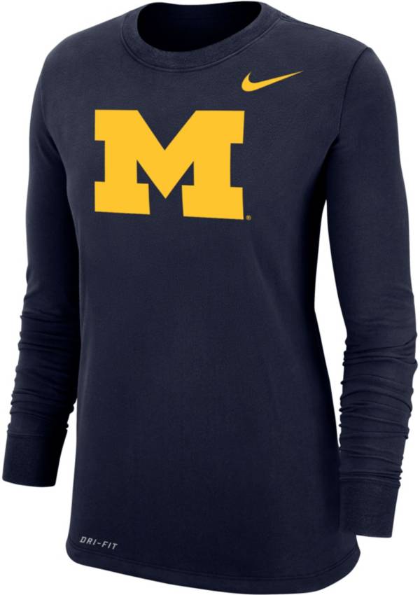 Nike Women's Michigan Wolverines Blue Dri-FIT Cotton Long Sleeve T-Shirt product image