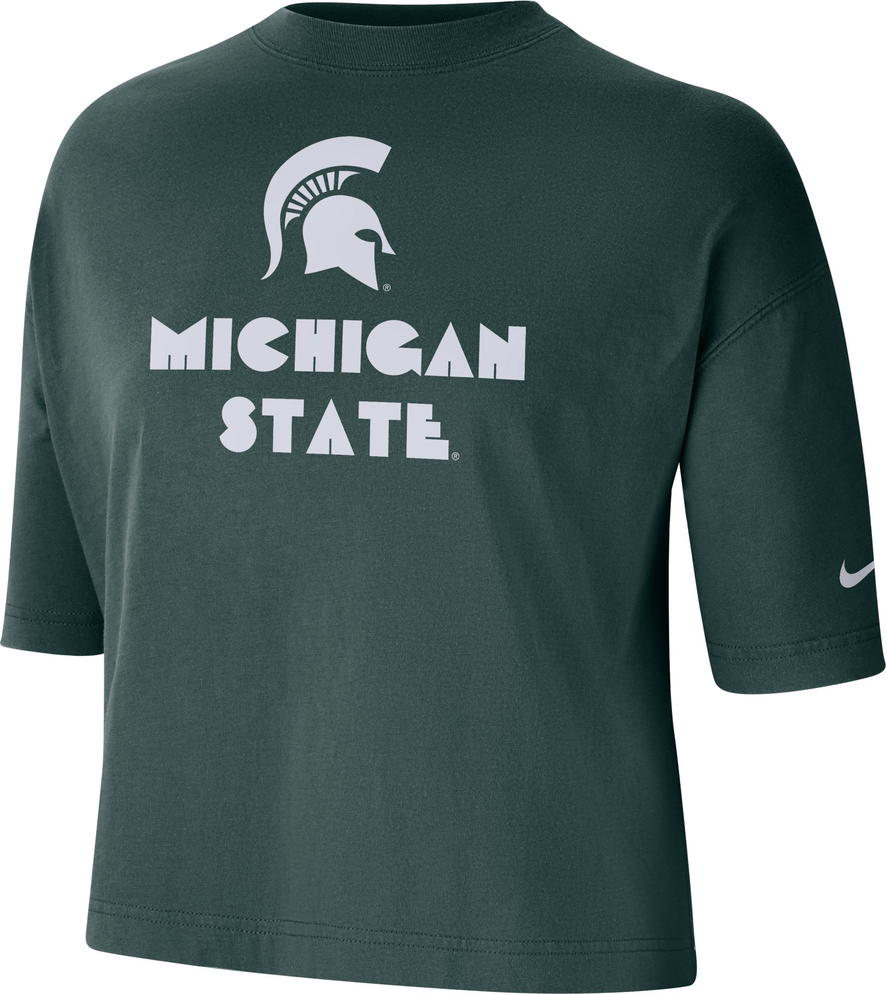 Nike Women's Michigan State Spartans Green Dri-FIT Cropped T-Shirt